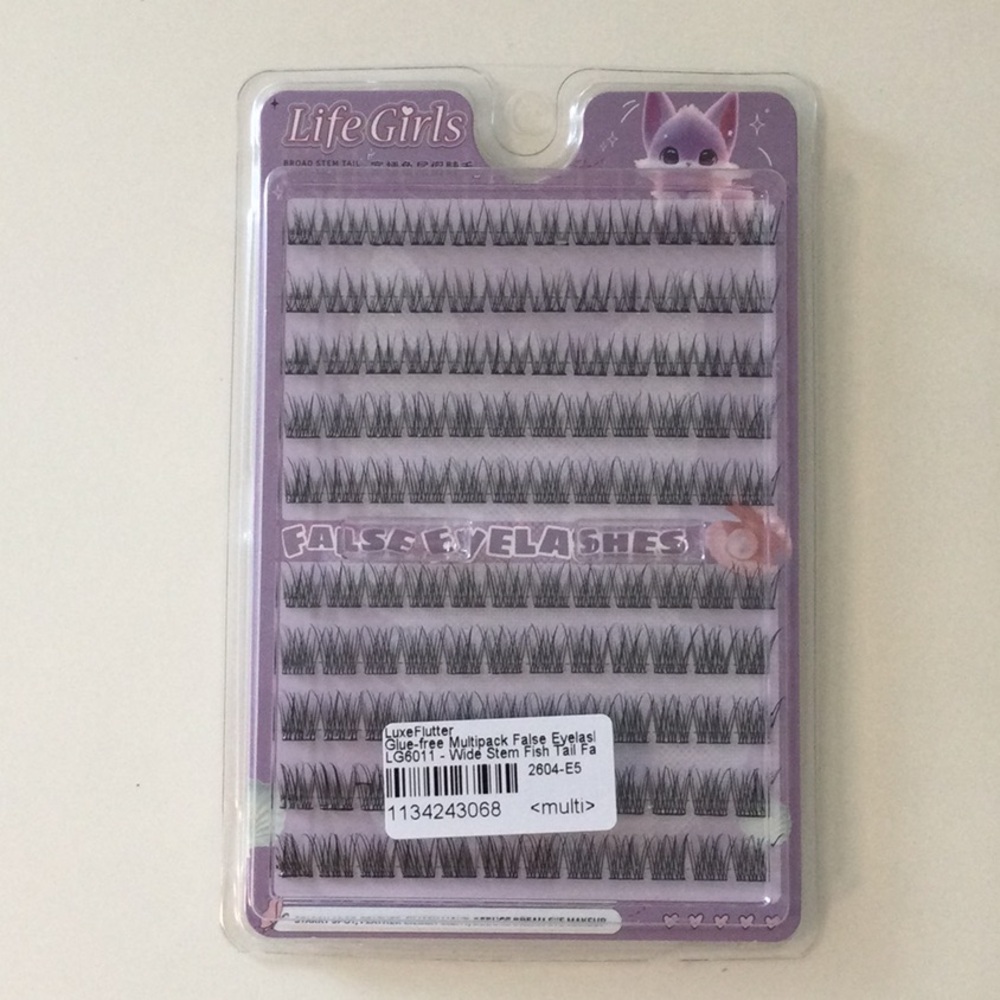 Life Girls Luxe Flutter Glue Free Multipack False Eyelash. Wide Stem Fish Tale.